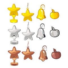 Gold, silver and bronze Christmas decorations