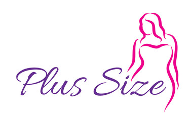 Obraz na płótnie Canvas Logo plus size woman. Curvy woman symbol, logo. Vector illustration