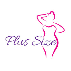 Obraz na płótnie Canvas Logo plus size woman. Curvy woman symbol, logo. Vector illustration
