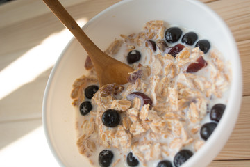 Healthy breakfast with aronia