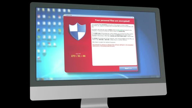Cryptolocker-monitor in a black background