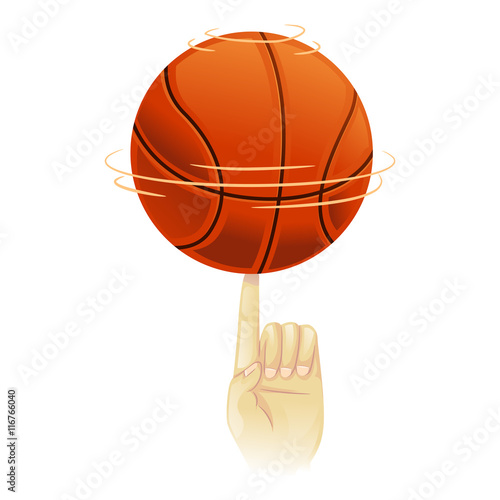 "Vector Illustration of Basketball spinning on top of index finger