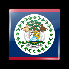 Flag of Belize. Glossy Icon Square Shape