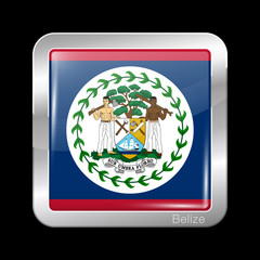 Flag of Belize. Metal Icon Square Shape