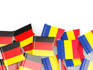 Flags of Germany and Romania  isolated on white