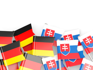 Flags of Germany and Serbia  isolated on white
