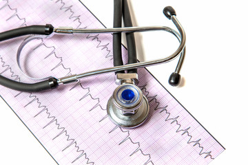 stethoscope on a cardio chart