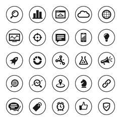 Marketing analytics seo icons buttons set