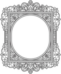 Rich decorated unusual oval frame pattern. Vector decorative background in ethnic Indian style for coloring book, design of textile, bags, product packaging, brochures, flyers.