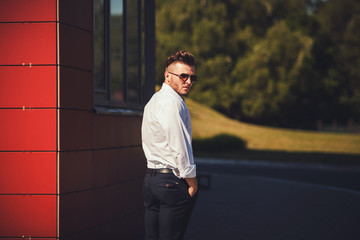 handsome man wearing shirt and glasses