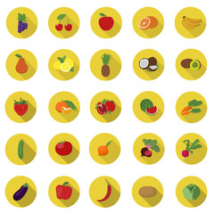 Vegetables and fruit icons vector.