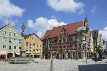 Marienplatz mit Rathaus, Mindelheim