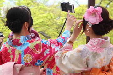 Two japanese girls taking a selfie