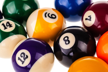 Billiard balls on white
