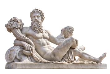 Foto auf Acrylglas Historisches Monument Marmorstatue des griechischen Gottes mit Füllhorn in seinen Händen.