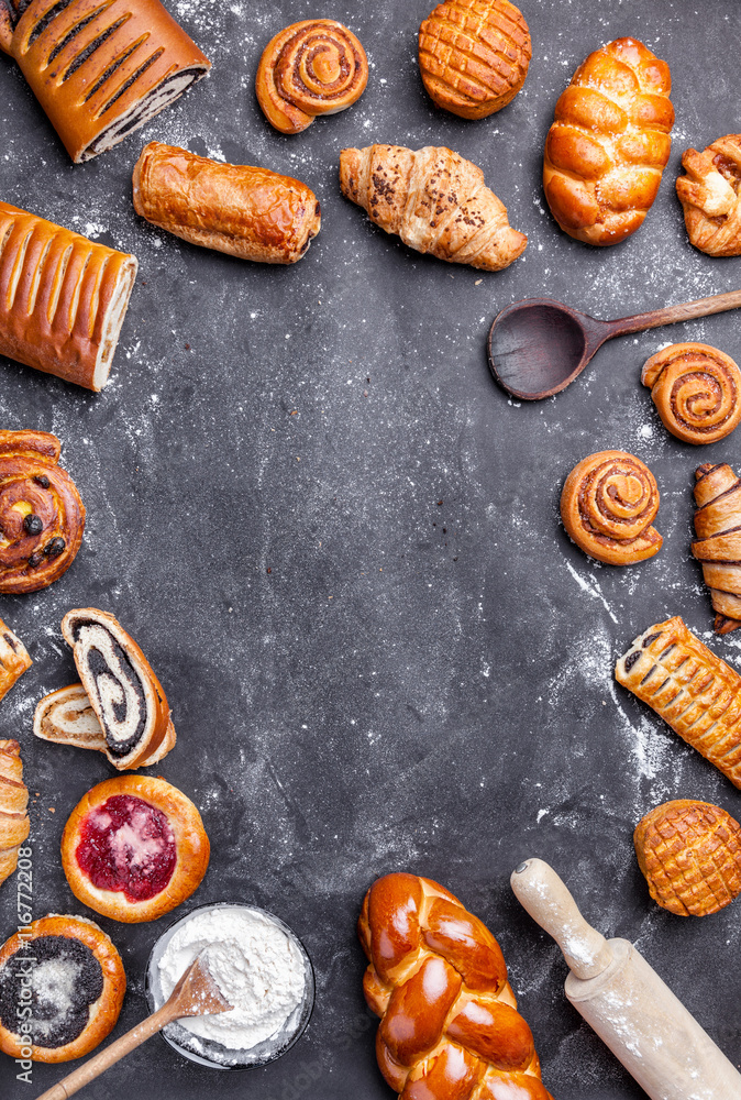 Wall mural Delicious and sweet seasonal pastry background