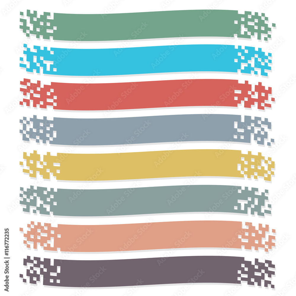 Canvas Prints set of colored pixel wavy banners for headers