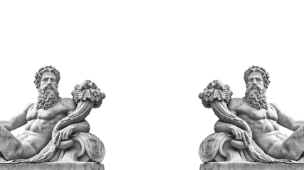 Photo sur Aluminium Monument historique Statue en marbre d& 39 un dieu grec avec une corne d& 39 abondance dans ses mains.