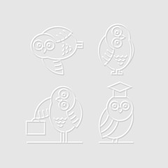 Set of 3D Owl icons