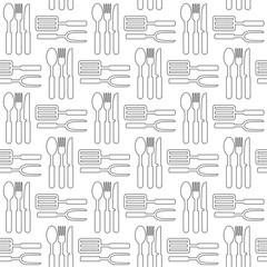 Cooking seamless pattern. Kitchen utensils vector.