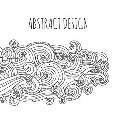 Abstract design element with waves and clouds. Hand drawn ornament pattern element