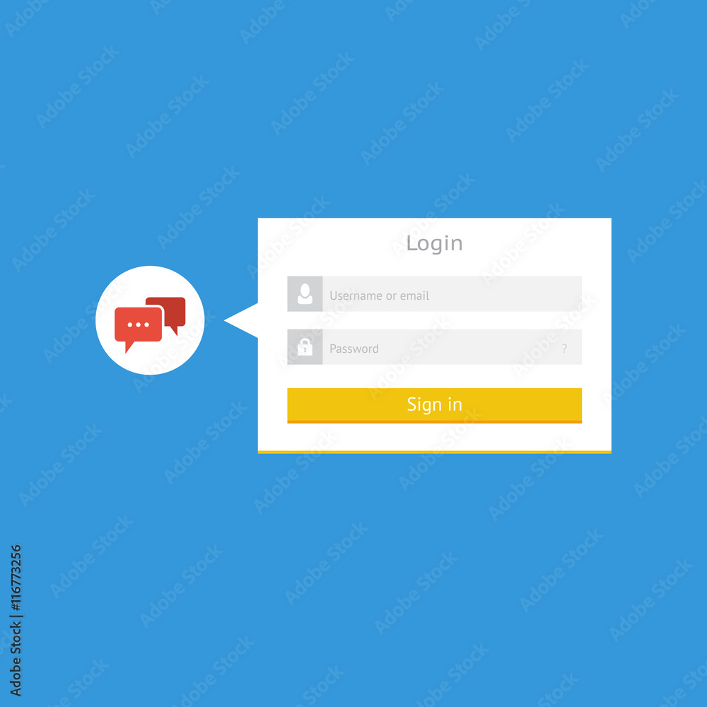 Poster minimalistic flat login form for web and mobile apps