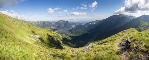 Fototapeta na wymiar Panoramic view of summer mountain valley