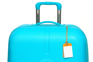 The modern large suitcase on white background