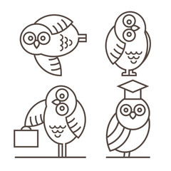 Set of Owl icons isolated on white