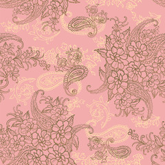 Paisley - Indian folk weaving seamless ethnic pattern. Floral oriental ethnic background. Arabic and indian tribal ornament. Ornamental motives of the paintings of oriental fabric patterns.