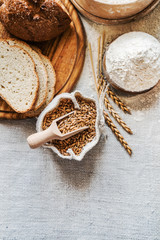 Fototapeta na wymiar wheat and flour on the table