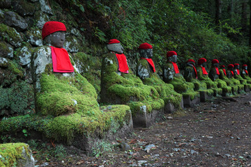 Fototapeta premium Jizo Statues at dusk time in Nikko, Japan