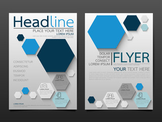 Blue business annual report brochure flyer design template vector, Leaflet cover presentation abstract geometric background, modern publication poster magazine, layout in A4 size