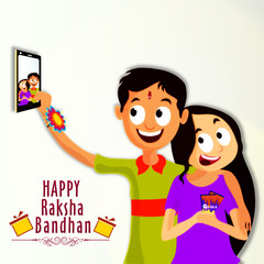 Brother and Sister taking Selfie for Raksha Bandhan.