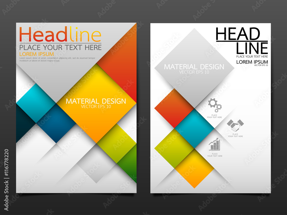Wall mural square business annual report brochure flyer design template vector, leaflet cover presentation abst