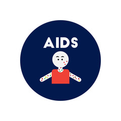 Vector icon  on  circle various symptoms of AIDS on the human