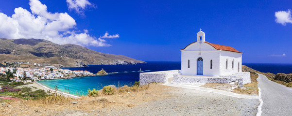 Beautiful landscapes of Greece - Andros island, panoramic view - obrazy, fototapety, plakaty