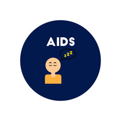 Vector icon  on  circle various symptoms of AIDS on the human