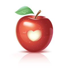 Red apple with a heart