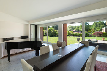 Interior, Dining room with piano