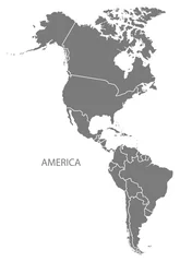 Fotobehang America with countries Map grey © Ingo Menhard
