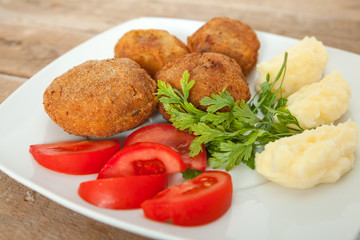 Breaded and fried meat