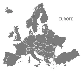 Deurstickers Europe with countries Map grey © Ingo Menhard