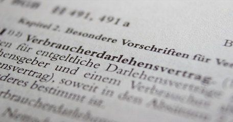 Fototapeta premium BGB §491 Verbraucherdarlehensvertrag