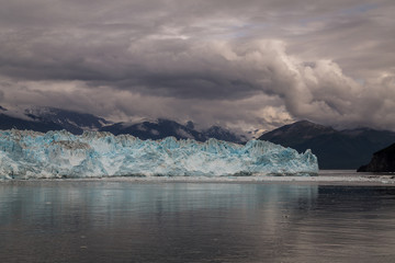 Panoramic view of Hubbard Glacier on a cloudy summer day, Alaska