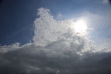 曇り空と太陽 / 曇り空とそこから顔を出す太陽を撮影しました