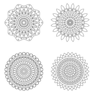 Set of floral mandalas, vector illustration