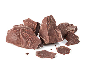 Chocolate close-up isolated on a white background.