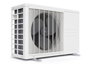 Outdoor air conditioner unit isolated on white background 3d