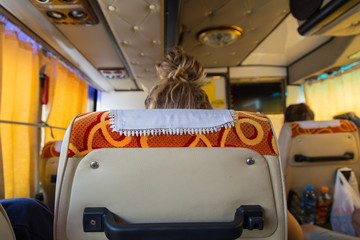 view inside the bus tour in the morning.